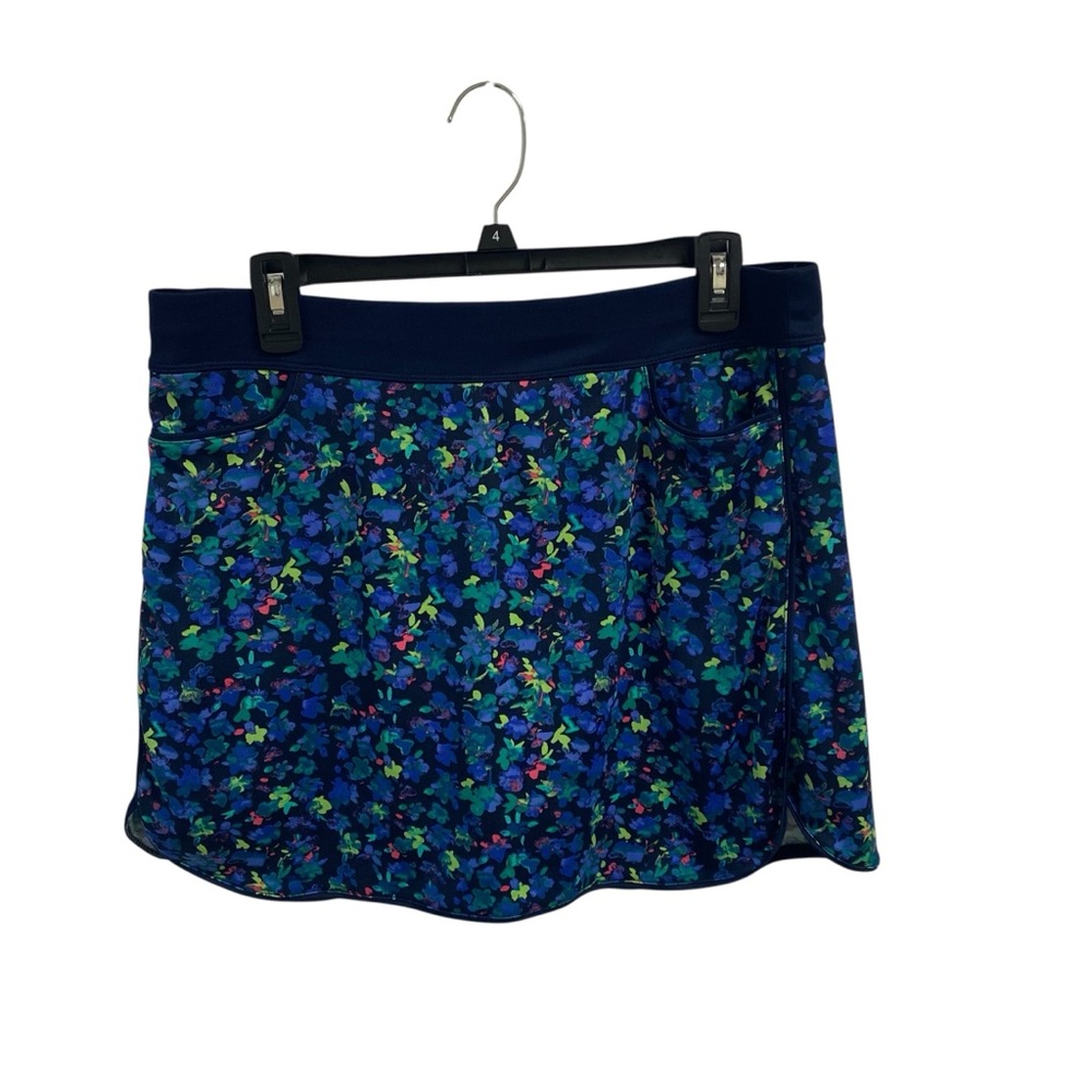 PGA Tour Floral Blue Skort 3 Pockets Size Large Tennis‎ Pickleball Activewear - Picture 3 of 12